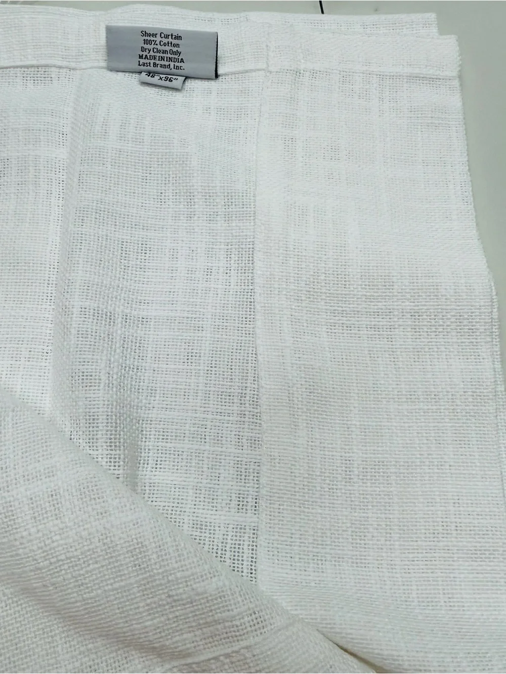 QUINCE Set Of 2 48x96 Cotton Sheer Curtains White 9724